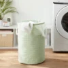Scrunchable Round Laundry Hamper Green Stitch Grid - Brightroom™ -Brightroom GUEST 07f14b1b 5e23 459e b82d 742d90a4165f