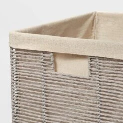 14.75" X 13" X 11" Large Lined Woven Milk Crate Gray - Brightroom™: Decorative Storage Basket, Rectangle, Traditional Style -Brightroom GUEST 108c7dd7 7b22 4c1f b3ed bed02fd7f703