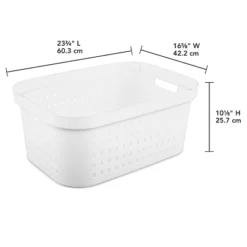 1.5bu Rectangle Modern Laundry Basket - Brightroom™: White Plastic Clothes Basket With Built-In Handles, Medium Size -Brightroom GUEST 139dbc74 c30a 4b9b 9d81 d46fe8160b69