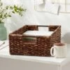 Woven Abaca Folio Bin - Brightroom™: Handwoven Brown Storage Basket, Rectangle, Lacquered Finish, Ethical Handcraft -Brightroom GUEST 1932a716 0b79 413c 9e12 07bb97743dc3