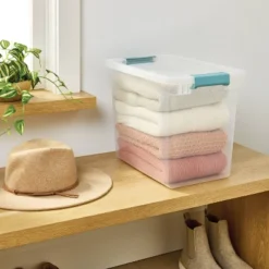 27qt Deep Storage Bin Clear With Latches - Brightroom™