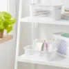 Narrow Small Decorative Plastic Bin White - Brightroom™: Modern Storage With Cut-Out Handles, 13" Cube Compatible -Brightroom GUEST 26233ad6 aa14 4115 8826 6162e7c0e113