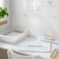 Click In Place Large Lid With Handle For Plastic Storage Bins For Home And Office Organization White - Brightroom™