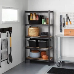 36"x72"x18" 5 Tier Heavy Duty Boltless Steel Shelving Unit - Brightroom™: Universal Storage, Garage Shelves, Black