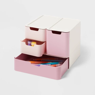 Modular Storage Drawer Set Pink - Brightroom™ 5 Modular Storage Drawer Set Pink - Brightroom™ - Image 3