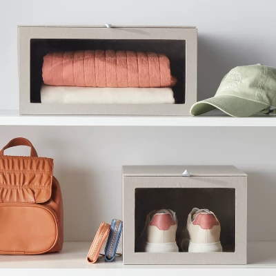 Hardside Fabric Front Open Bin Gray - Brightroom™ 2 Hardside Fabric Front Open Bin Gray - Brightroom™