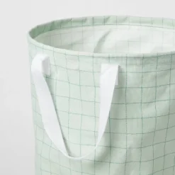 Scrunchable Round Laundry Hamper Green Stitch Grid - Brightroom™ -Brightroom GUEST 73039927 d1c9 4308 ae28 f943622b990a