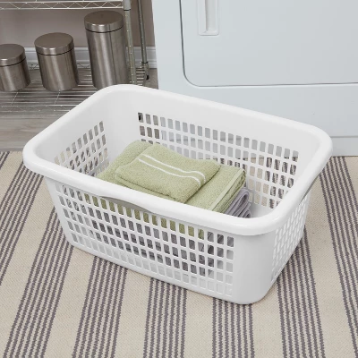 2bu Laundry Basket White - Brightroom™: Portable Plastic Clothes Organizer With Built-In Handles, 70.4L Capacity