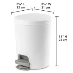 1.6gal Round Step Trash Can - Brightroom™: Compact Pedal-Operated Lid, Small Bathroom Bin, Textured White Finish -Brightroom GUEST a31ec134 a897 4672 95a9 73fe9fbbfe2d