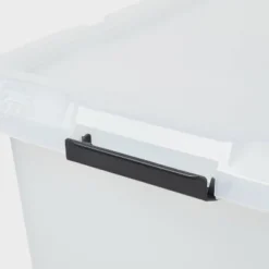 Large Frosted Latching Storage Box - Brightroom™: Stackable Clear Tote, 76L Capacity, Polypropylene, Universal Storage -Brightroom GUEST cd359eb2 bd7d 4873 8301 7cea4047c785