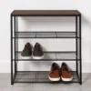 4 Tier Shoe Rack Black Metal With Walnut Wood - Brightroom™ -Brightroom GUEST cf06b7f4 5689 4304 b846 3f24676f2c19