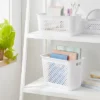 Narrow Large Decorative Plastic Bin White - Brightroom™: Modern Storage With Cut-Out Handles, 13" Cube Compatible -Brightroom GUEST d2b4bbcd a693 4a36 9505 b5370adb3466