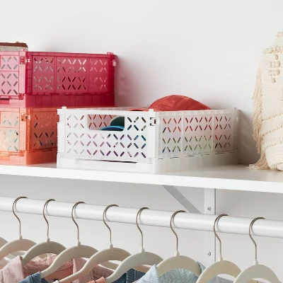 Rectangular Plastic Foldable Medium Crate White - Brightroom™ 3 Rectangular Plastic Foldable Medium Crate White - Brightroom™