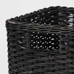S Washed Woven Rattan Crate Black - Brightroom™: Rectangle Decorative Basket, 8" H X 11.25" W X 10" D, Air Dry -Brightroom GUEST f3de5ca0 ee3b 4f81 af56 6d01dd956be3
