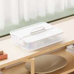 Click In Place 6.7qt Clear Shallow Plastic Storage Bin With White Latch For Home And Office Organization - Brightroom™ -Brightroom GUEST ffd88927 ddb5 48af 946a 3273e62a3092